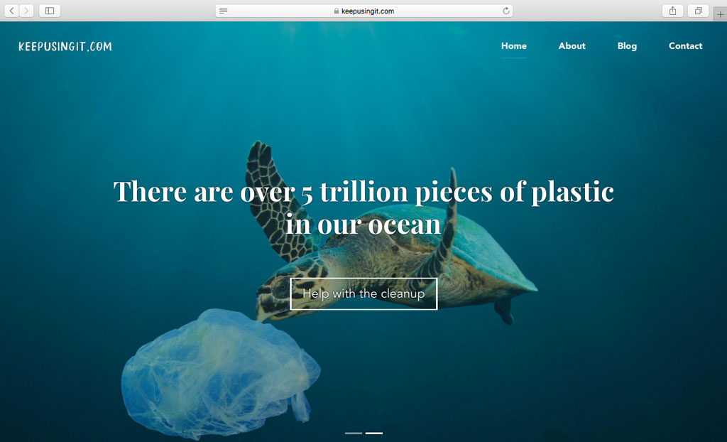 screenshot of environmental awareness website